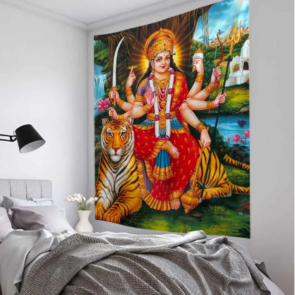 Tapiz de Buda indio, pintura al óleo, meditación, decoración del hogar, colgante de pared, Mandala Hippie, decoración de pared, hojas de esterilla