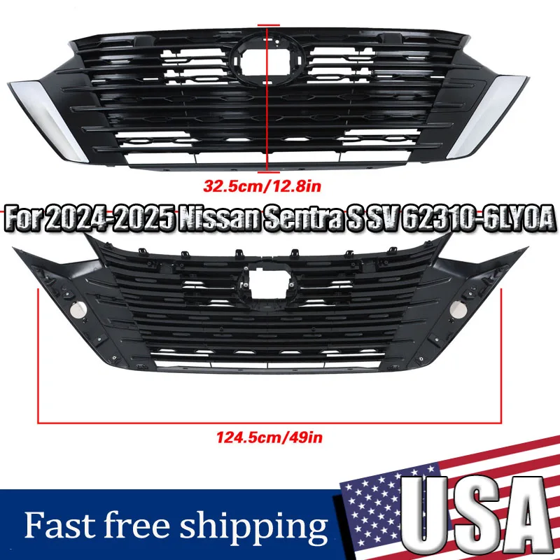 

Car Front Grille Bumper Upper Grille Fit For 2024-2025 Nissan Sentra S SV 62310-6LY0A Car Front Grille Replacement