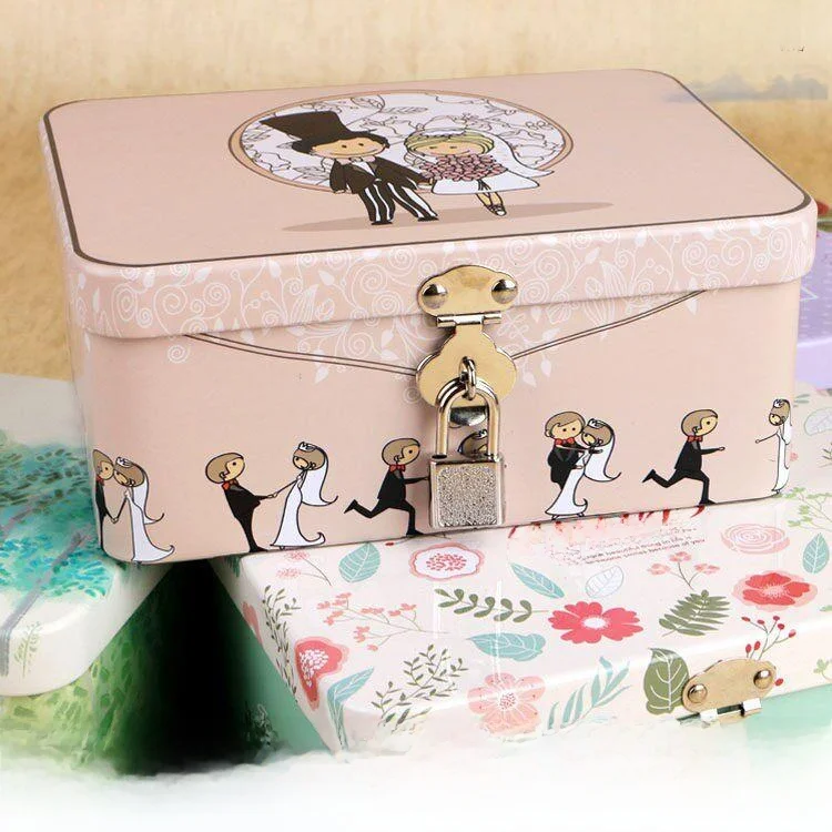 Secure Lock Valuable Items Storage Box Password Protected Small Iron Box Key Document Holder Metal Storage Organizer
