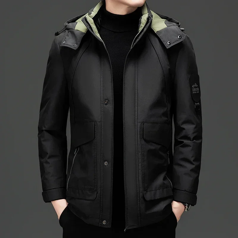 Doudoune coupe-vent et imperméable pour homme, manteau chaud Jack, poignées épaisses, doublure amovible, hiver, nouveau, 2024