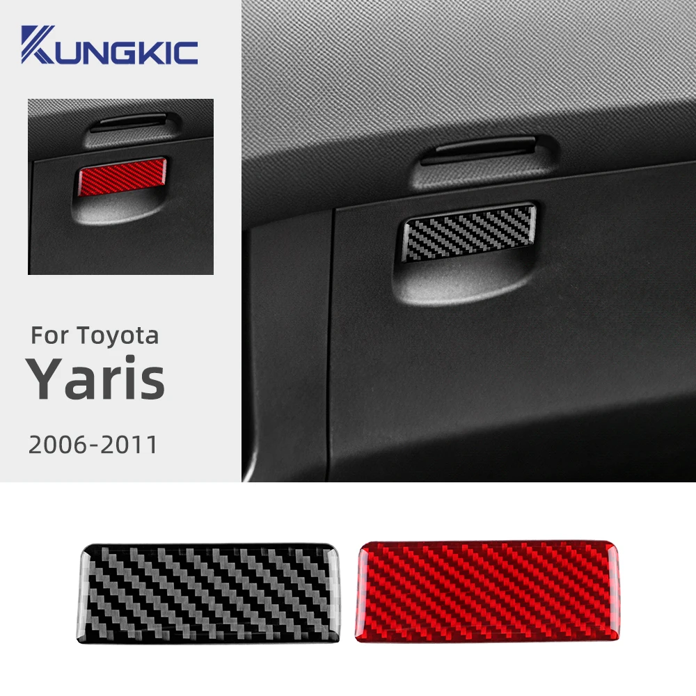 Real Soft Carbon Fiber Sticker For Toyota Yaris 2006 2007 2008 2009 2010 2011 LHD RHD Car Co-pilot Tool Box Switch Frame Trim