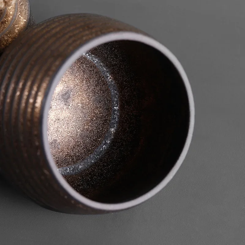 Coarse Pottery Threaded Tea Can Pu Erh Tea Storage Household Jar Sealed Jar Kitchen Seasoning Storage Container Home Accessories