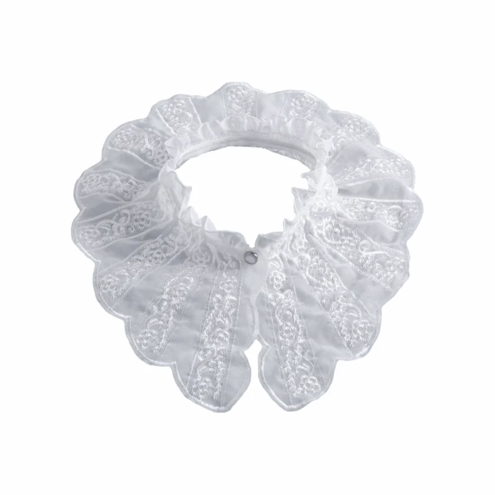 

Съемный вышитый воротник-стойка с оборками и кружевом в викторианском стиле для женщин, с фестончатым краем, съемный воротник