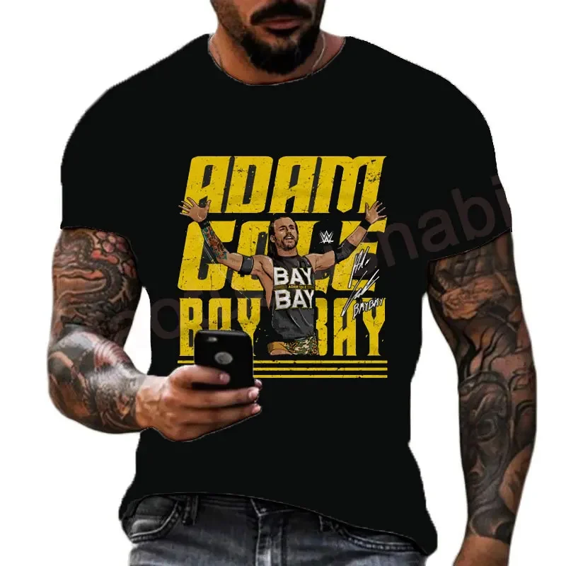 2024 Men's Summer 3D Printing Famous Wrestler Adam Cole T-shirt Children's Street Scoop Neck Sports Top