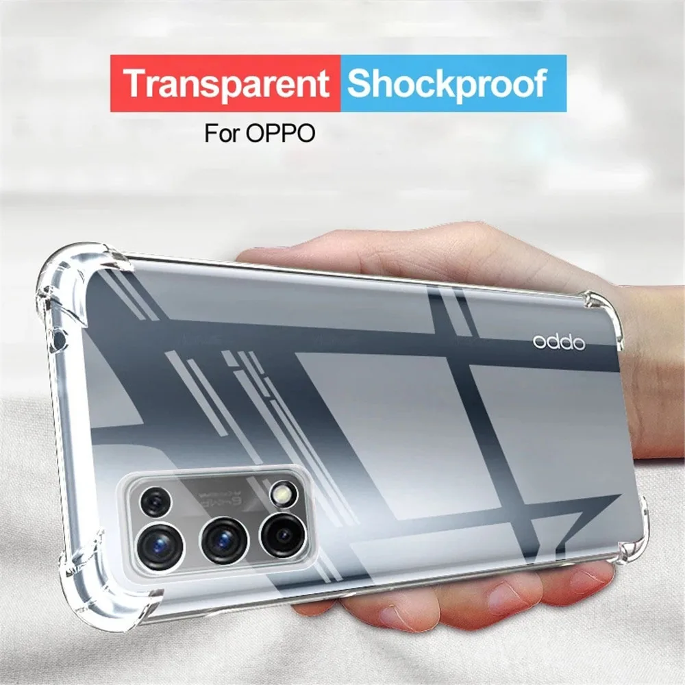 Reinforced Corners Shockproof Silicone Case For OPPO Reno Ace Z 2 2Z 3 4Z 4 5 5F 6 7 8 8T Pro SE Lite 10X ZOOM Soft Phone Cover