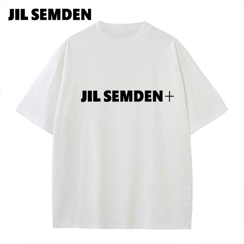 JIL SEMDEN Men's and Women's Printed T-shirt, Loose Casual Top, Minimalist Couple Style, High Quality, 100% Cotton