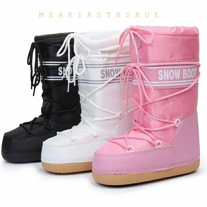 

Fashionable round Toe Mid-Calf fur Snow Boots Women's platform Thickened Moon Shoes Winter Skiing Boots round Toe Rubber Sole