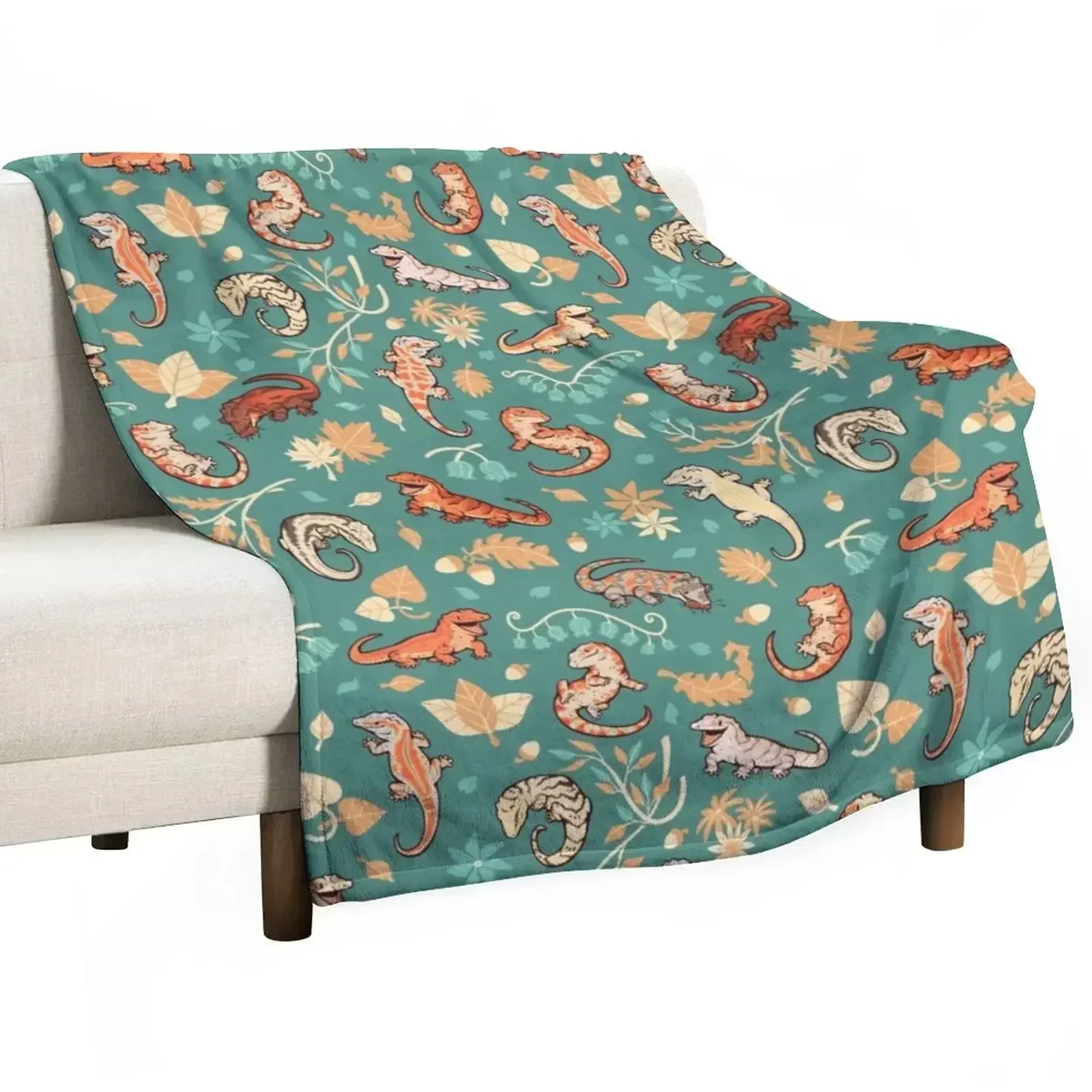 

Autumn geckos in green Throw Blanket Baby Beautifuls For Baby Blankets