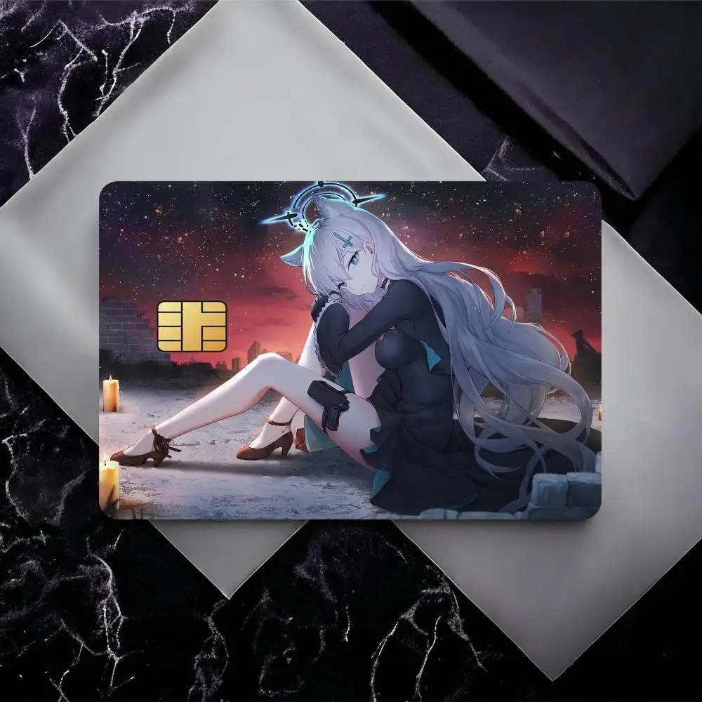 Blue Archive Sunaookami Shiroko Credit Card Skin Stickers For Bank Card Bus Metro Card Sticker Waterproof Gift