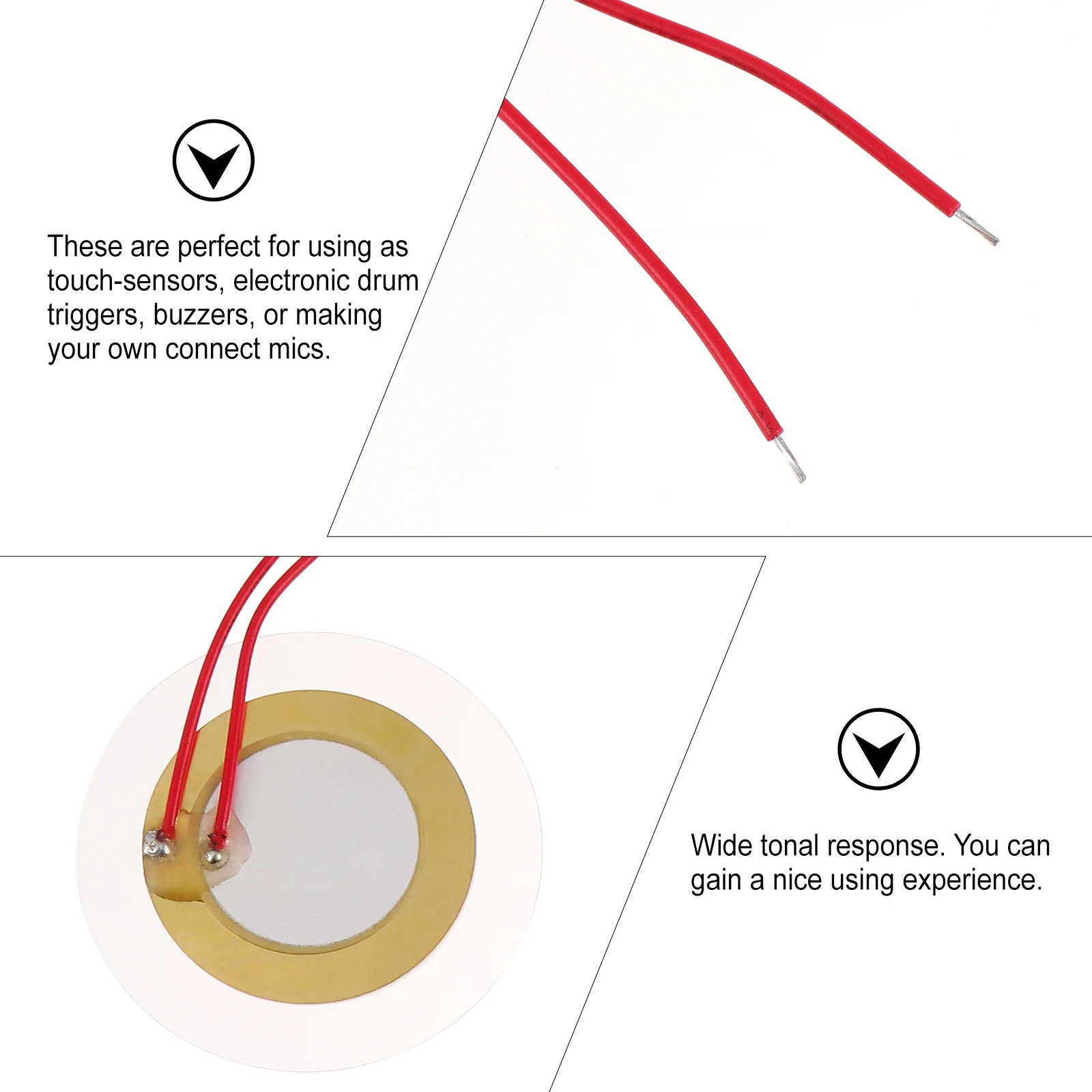 

20Pcs Piezo Elements Buzzer Sounder Sensor Low Power Contactless Touch Sensor Instrument Drum Trigger