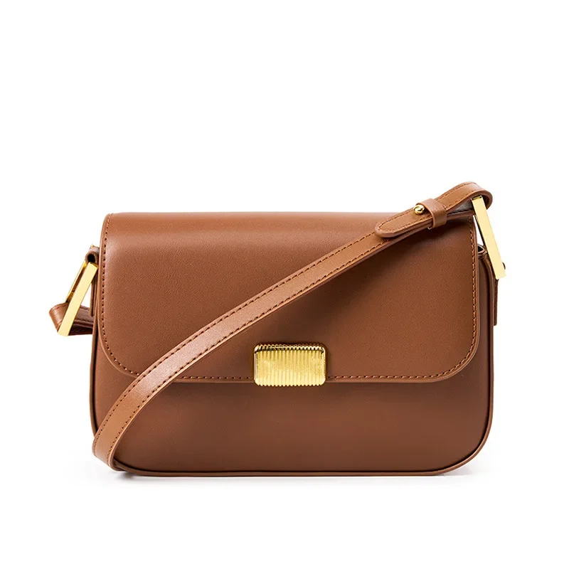 

Cowhide Versatile Shoulder Bag Women's Crossbody Small Square Bag Fashion Elegant Classic Underarm Tofu Bag Korean Style Purses