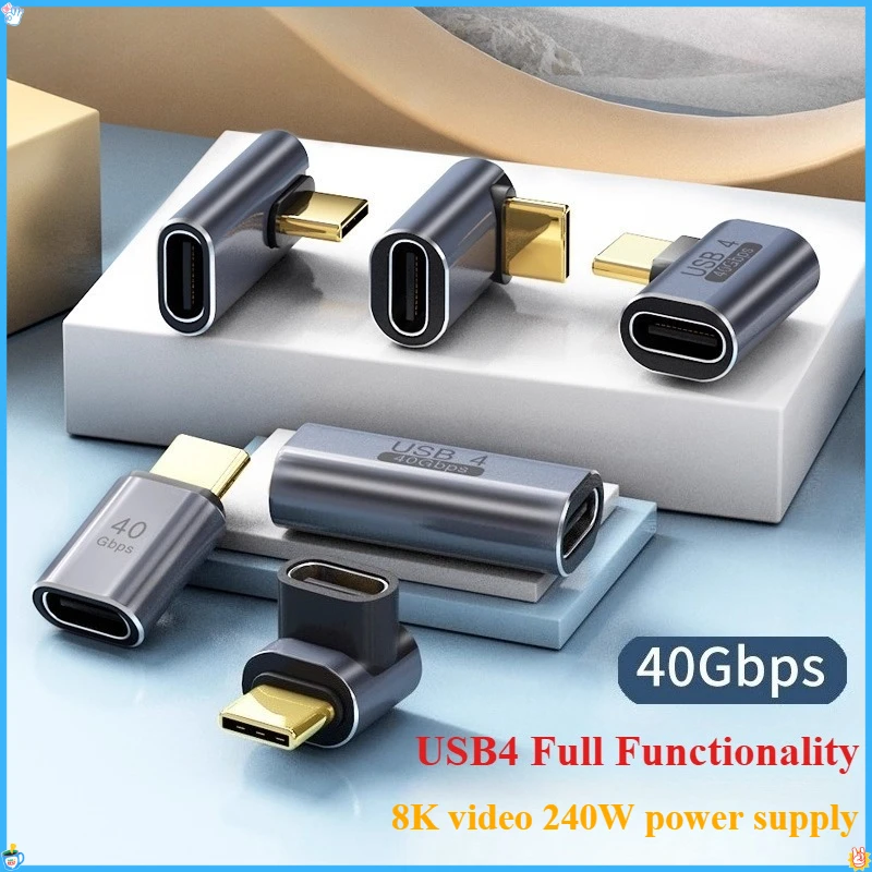 

Type-C Male To Type-C Female Adapter 40GB 90-degree Bend U-shaped PD100w Compatible with Thunderbolt 3 Full Functionality