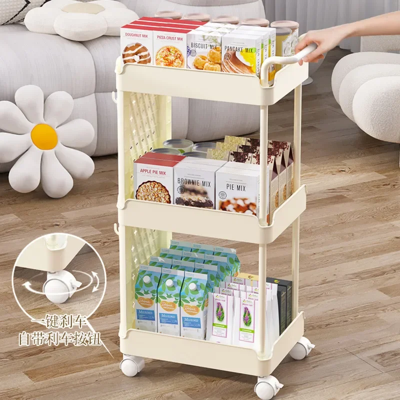 Multi-functional Simple Organizer Shelf Living Room Children's Toys Snack Mobile Cart Baby Supplies Storage Rack Kitchen Storage