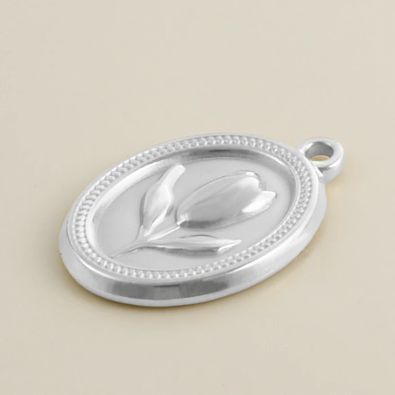 5pcs Different Style Charm Stainless Steel Pendant Texture Folds Flower Maple Leaf Moon Punk Pendant Diy Necklace Keychains Make view 6