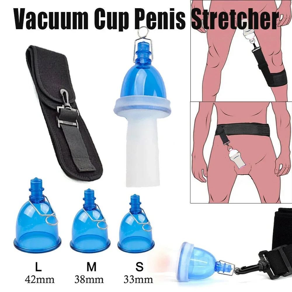 Male Penis Extension Vacuum Cup Set Glans Extender Silicone Sleeve Stretcher Pump Enlargement Adult Portable Product For Men