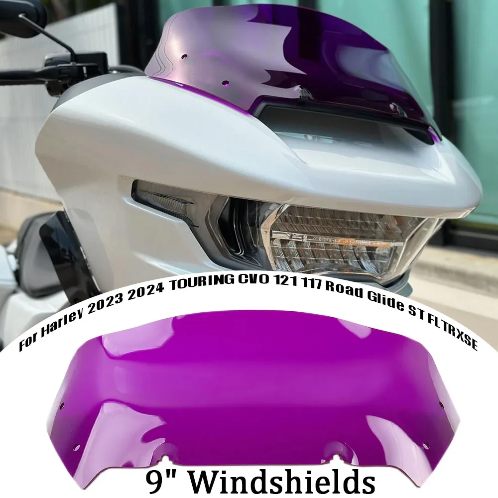 

New Motorcycle 9" Windshields Windscreen Wind Deflector Accessory For Harley 2023 2024 TOURING CVO 121 117 Road Glide ST FLTRXSE