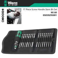 WERA KK 60 Kraftform 17PCS Bitholding Screwdriver Set w/Tool Pouch - Professional for Home/Workshop, Anti-Slip Grip 05059295001