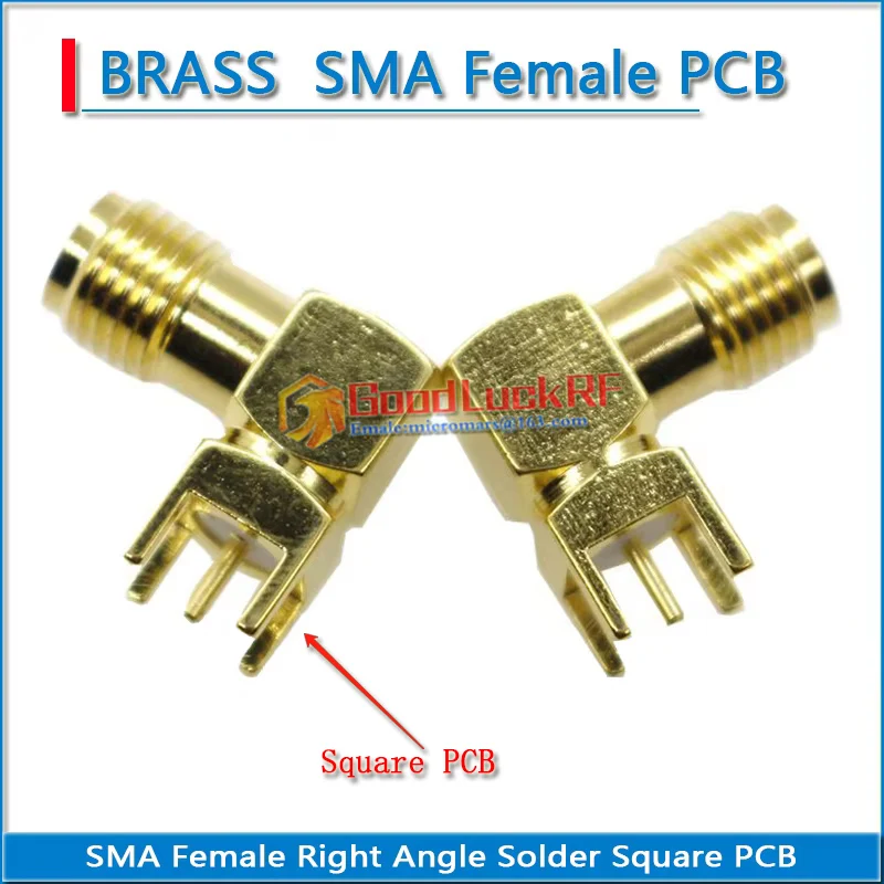 

SMA Female Right Angle 90 Degree Solder Square PCB mount Plug Copper 50 ohm GOLD Plated RF Connector Adapter Socket