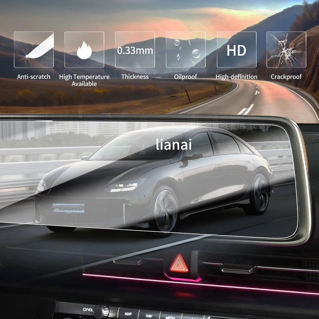 Screen Protector for 26 HYUNDAI IONIQ 6 Tempered Glass GPS display Video Navigator Car Stickers Fingerprint-resistant supplies