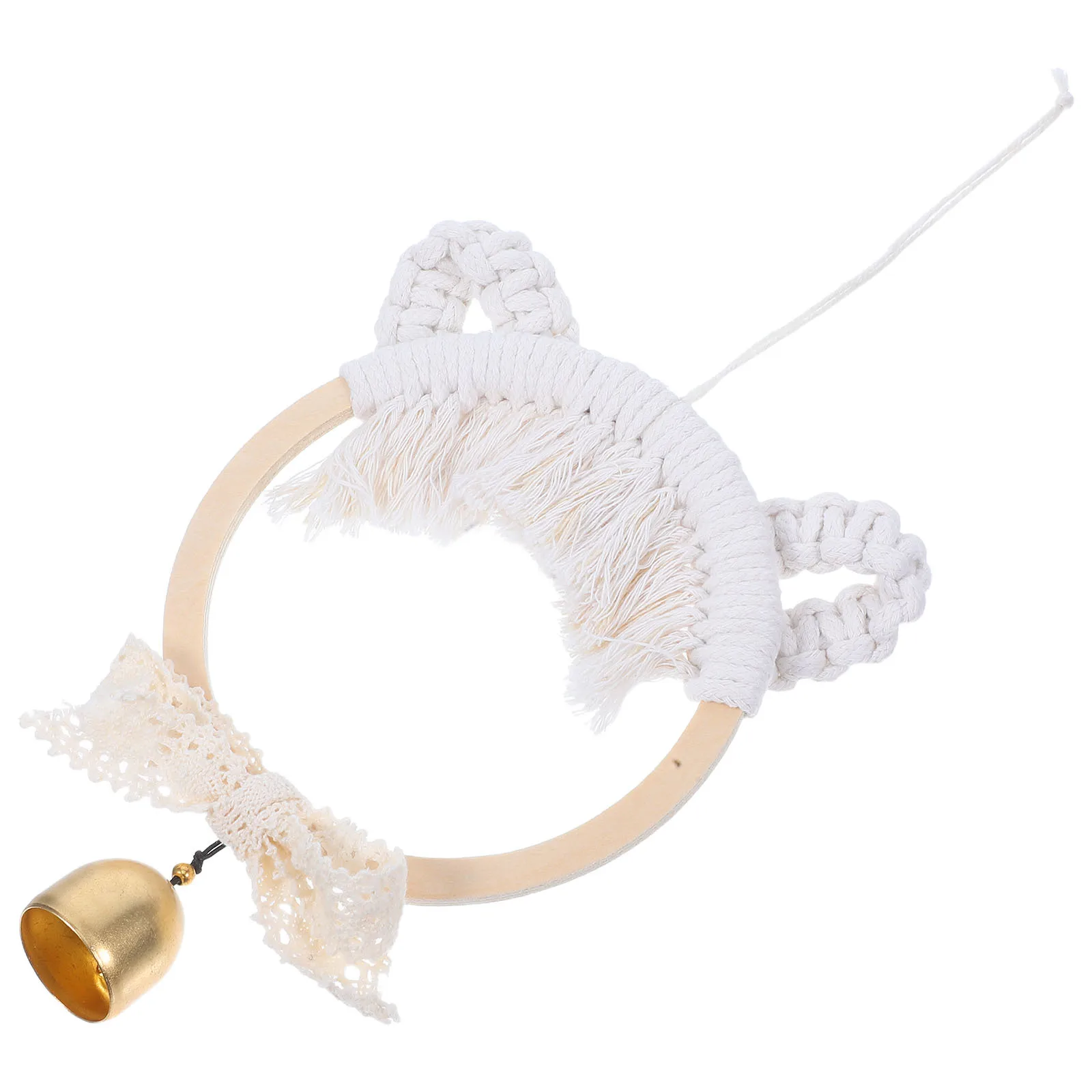 

DIY Nordic Style Woven Cat Bell Decoration Handmade Knitting Home Wall Pendant Tinkling Sound Cat Accessories Handmade Knitting