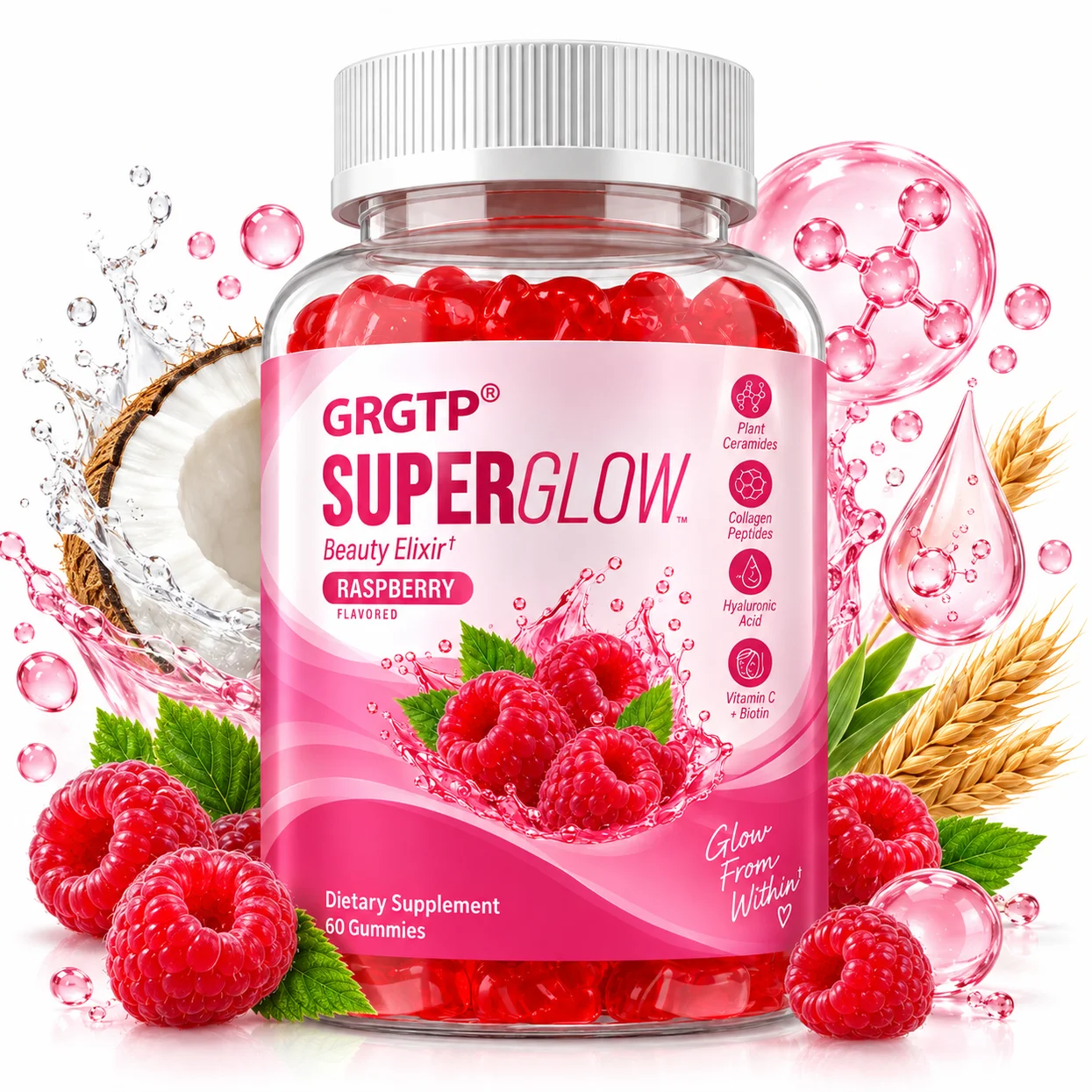 Super Glow Gummies - Helps Keep Skin Feeling Hydrated and Smooth, Boosts Cellular Energy, Promotes Collagen Production