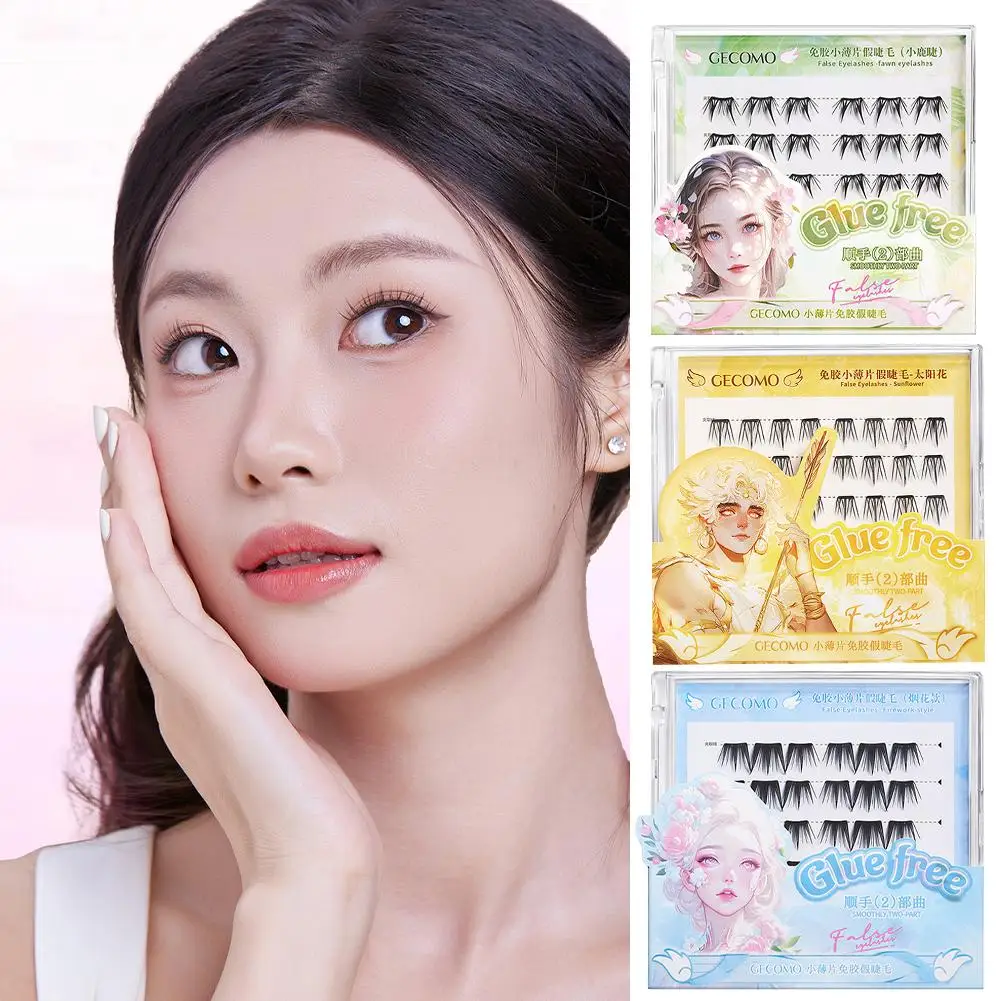 Kleber-freie Falsche Wimpern Natur Einzelne Cluster Segmentierte Curl Typ Up Untere DIY Gefälschte Make-Up Verlängerung Oberen Wimpern dichte E N4U5