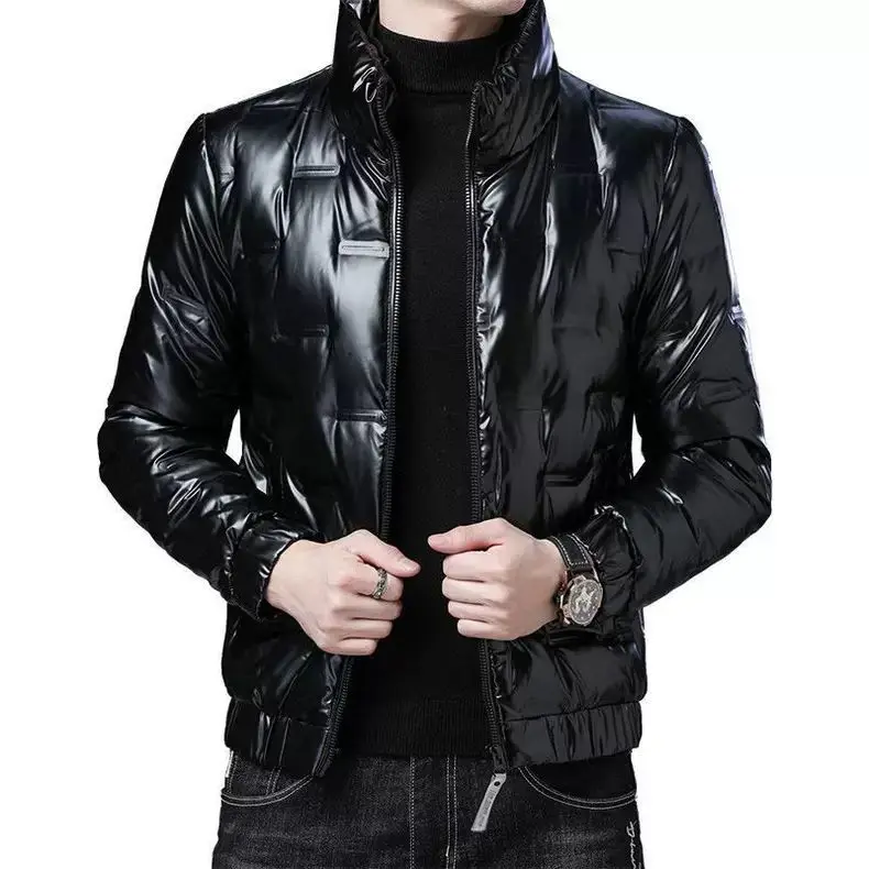 Novo leve fino gola para baixo algodão masculino ort inverno thiened faionable quente outerwear algodão brilhante jaet
