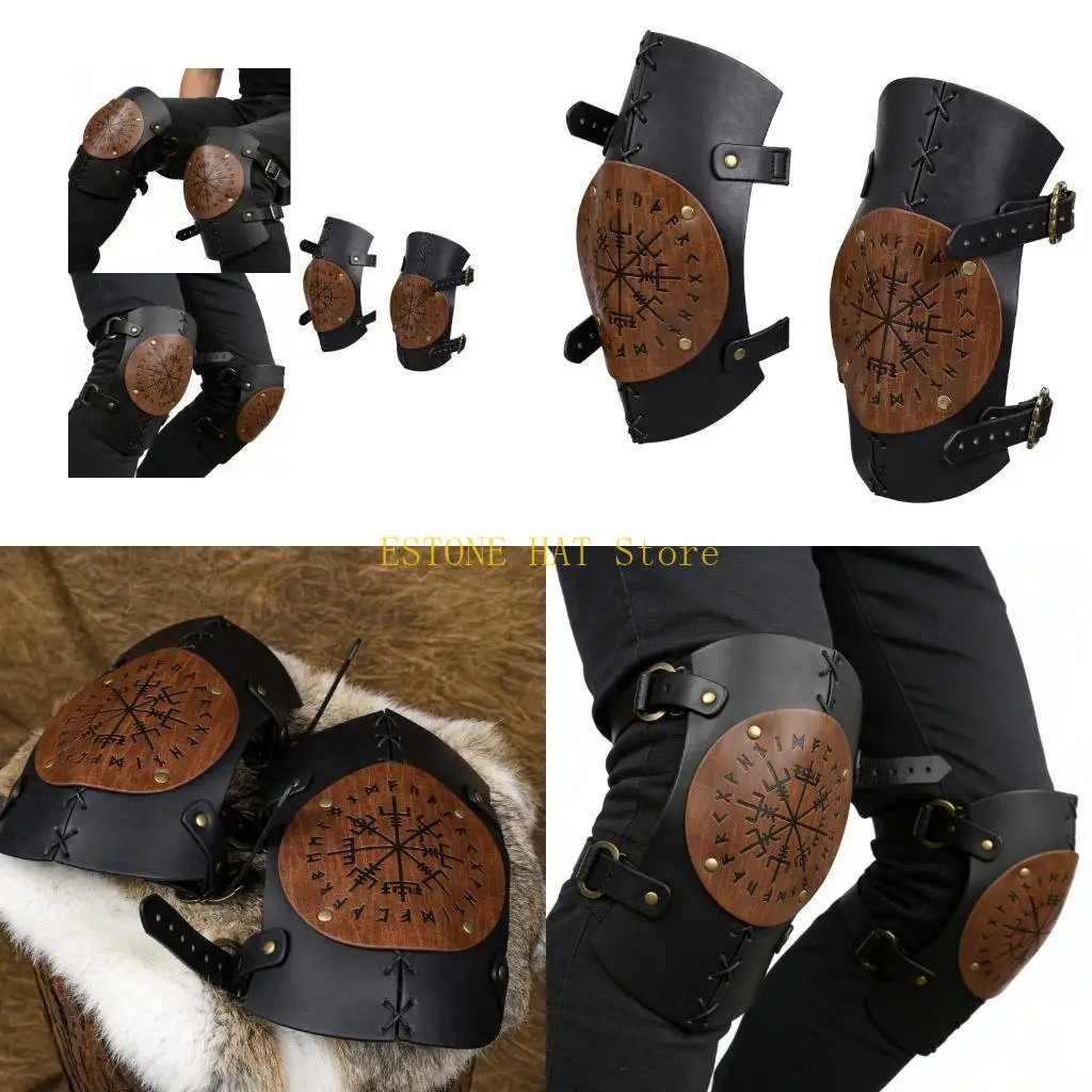 

49MF Medieval Knee Brace Renaissances Leg Guards Embossed Vikinges Knee Armour