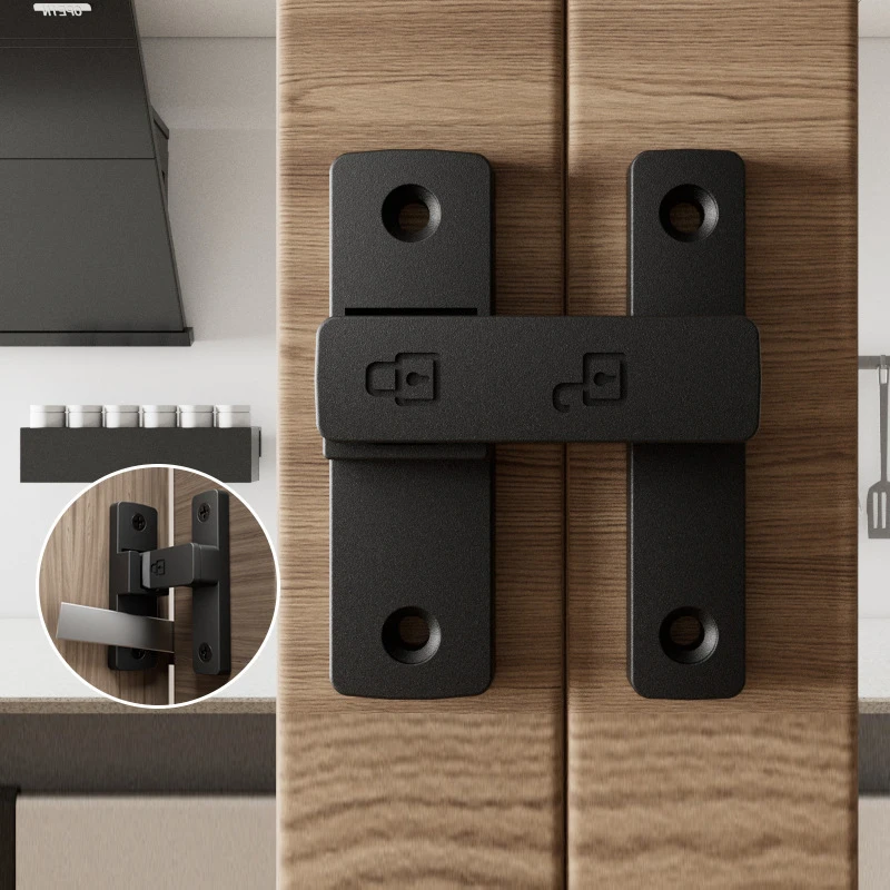 

YM Surface Mount Deadbolt Lock Non-Punch Sliding Door Latch Bathroom Indoor Use Old-Fashioned Buckle Design with Snap Closure