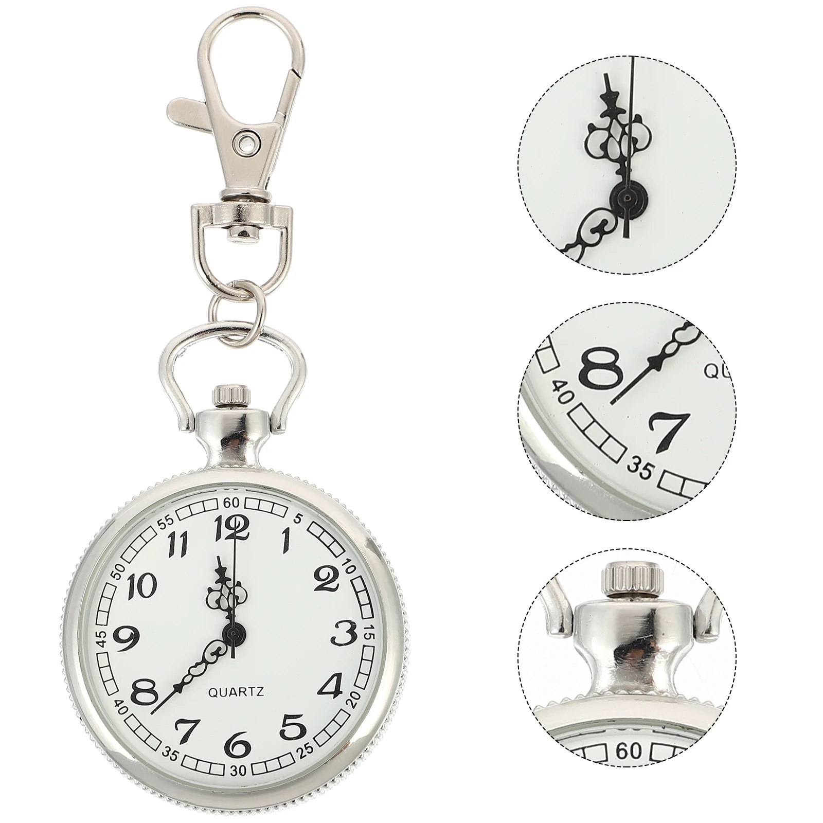 

Stainless Steel Nurse Chest Watch Keychain Pocket Accessory Fashionable Nursing Timepiece Clear Dial Hanging Fob Medical Staff