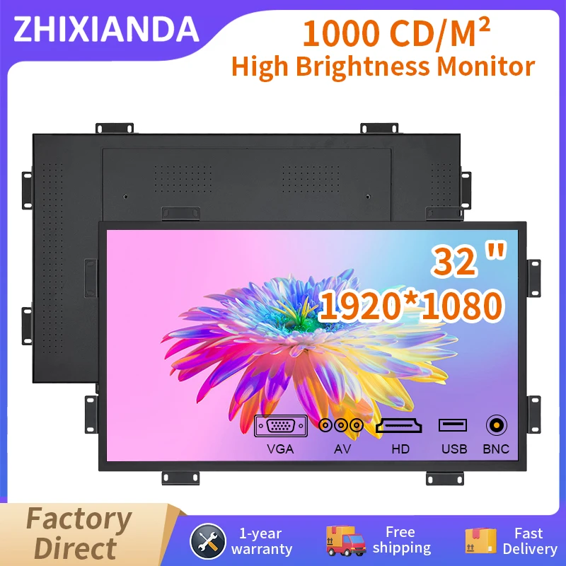 

Читаемый солнечный свет 1000 нит 32-дюймовый 1920*1080 промышленный монитор с открытой рамкой емкостный сенсорный ЖК-дисплей