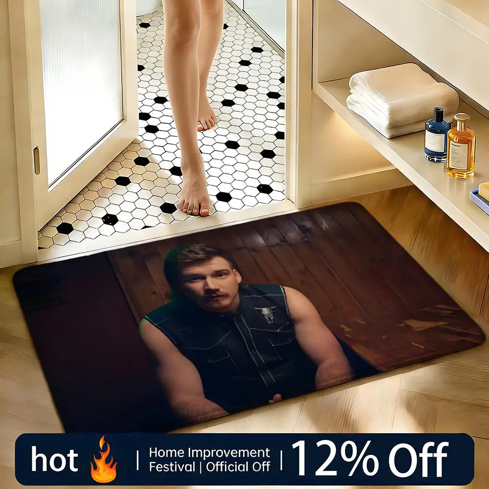 Soft Absorbent Non-Slip Rug Singer Morgan Wallen Floor Mat Home Decor Doormat Bedroom Floor Mat Shower Carpet