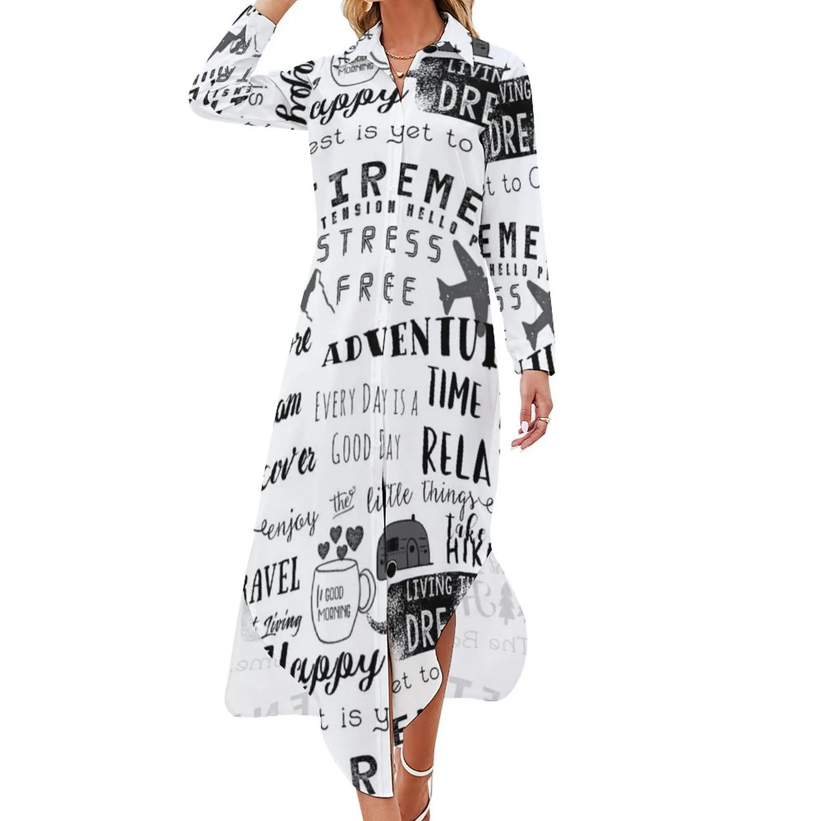 

Retirement Apparel Long Sleeved Shirt Dress Women's evening dress prom dress