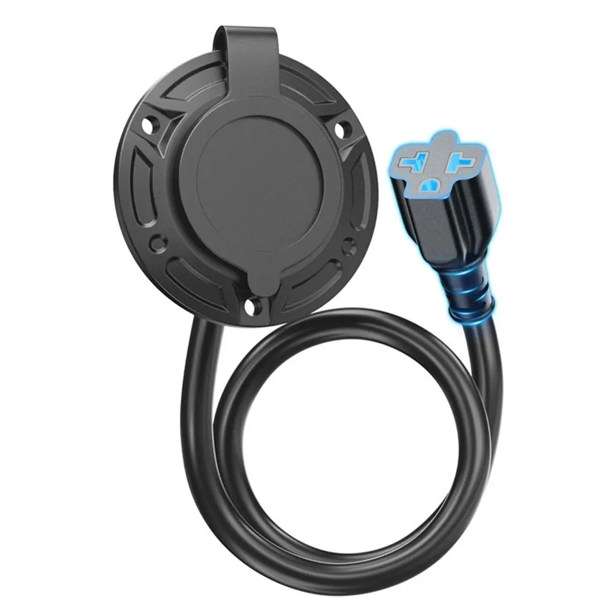 HDL 20A 125V AC Port Plug with 12AWG Heavy-Duty RV Shore Power Inlet & 5-in-1 T-Blade Adapter