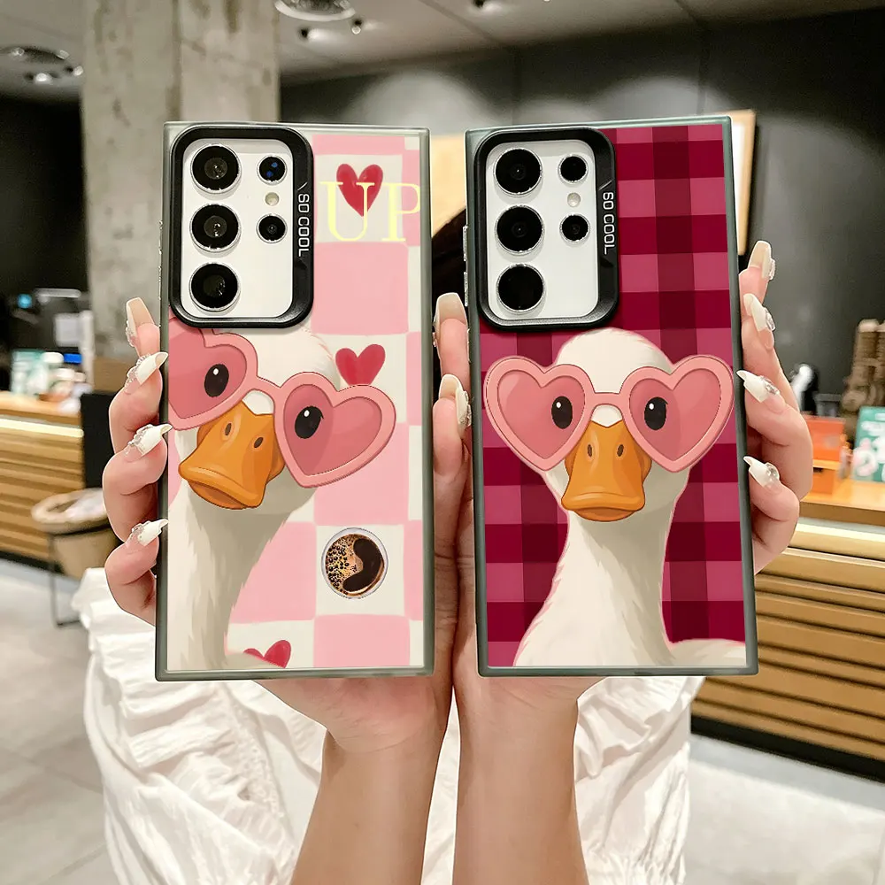 Phone Case for Samsung Galaxy A27 A55 A37 A12 A15 A54 A52 A17 A57 A11 A14 A16 A24 A51 A22 A32 A34 Cover Pink Love Glasses Duck