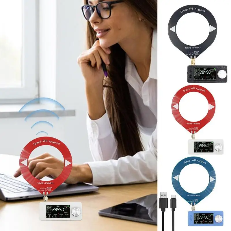 Receptor estéreo fm, receptor de rádio de bolso fm com antena, tela ips de 9 polegadas, bateria de 800ma, display hd, lsb, reprodutor usb para caminhão, garagem