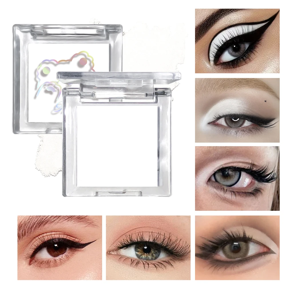 Langdurige matte highlights met oogschaduwbakje - Glanzende glitter voor natuurlijke contouren van alle huidtinten, oranje en wit