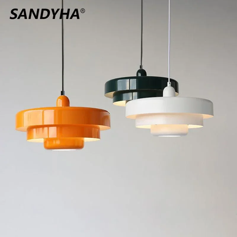 

SANDYHA Pendant Light Simple Retro Orange Cake Chandelier Led Lamp for Bar Dining Room Lustres Para Sala De Jantar Home Decor