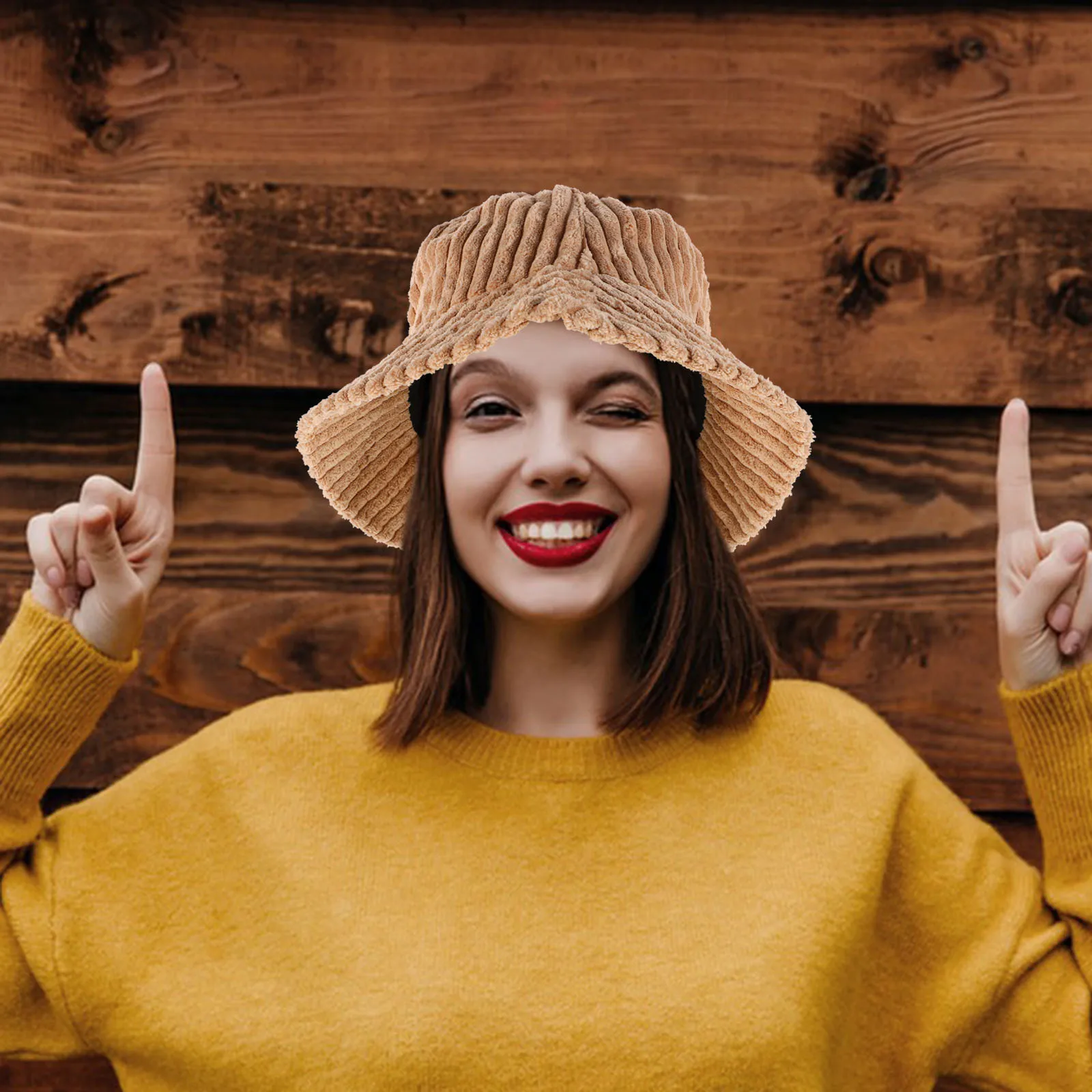 

Corduroy Bucket Hat Warm Cap Solid Color Stylish Lightweight Fisherman Hat for Fall Travel Beach Comfortable Outdoor Wear