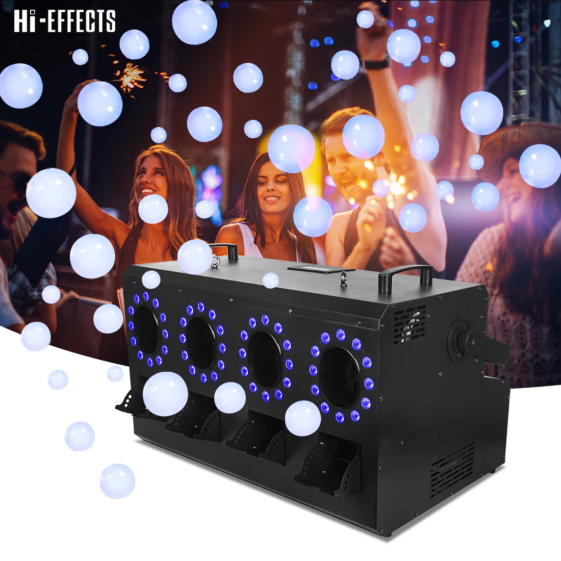 HI LED 4 Heads Bubble Fog Machine 1400w DMX Remote Control Large Capacity Bubbles Smoke Machine for Stage Show Wedding DJ