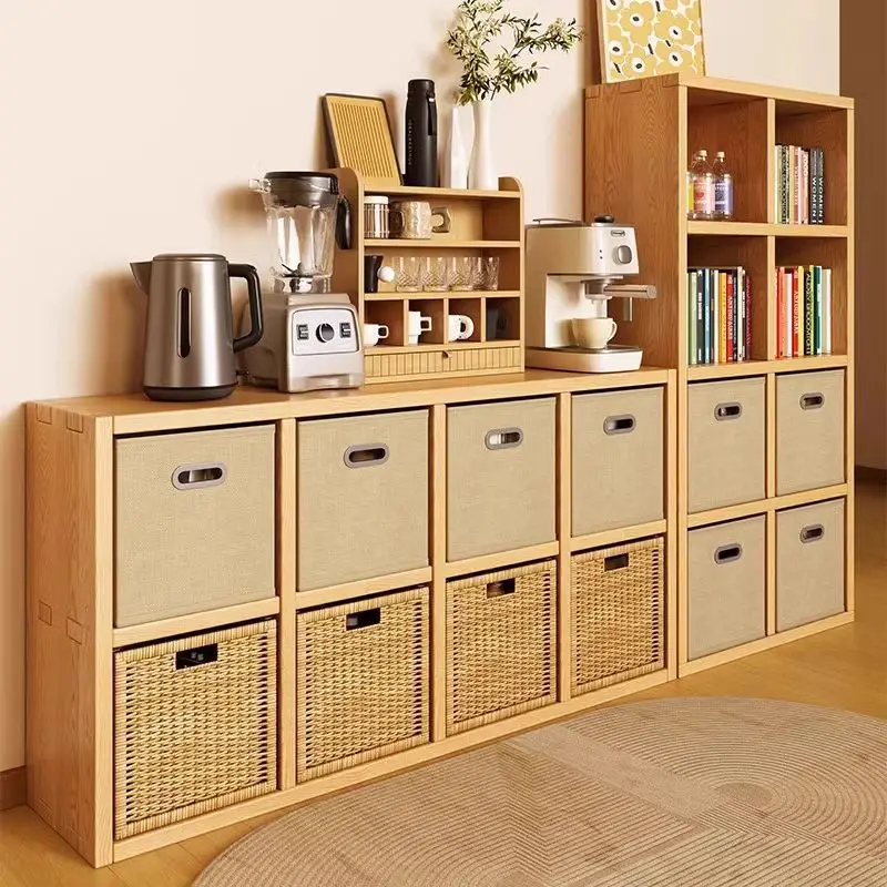 

Solid wood floor-to-ceiling ornament rack, lattice cabinet, living room storage