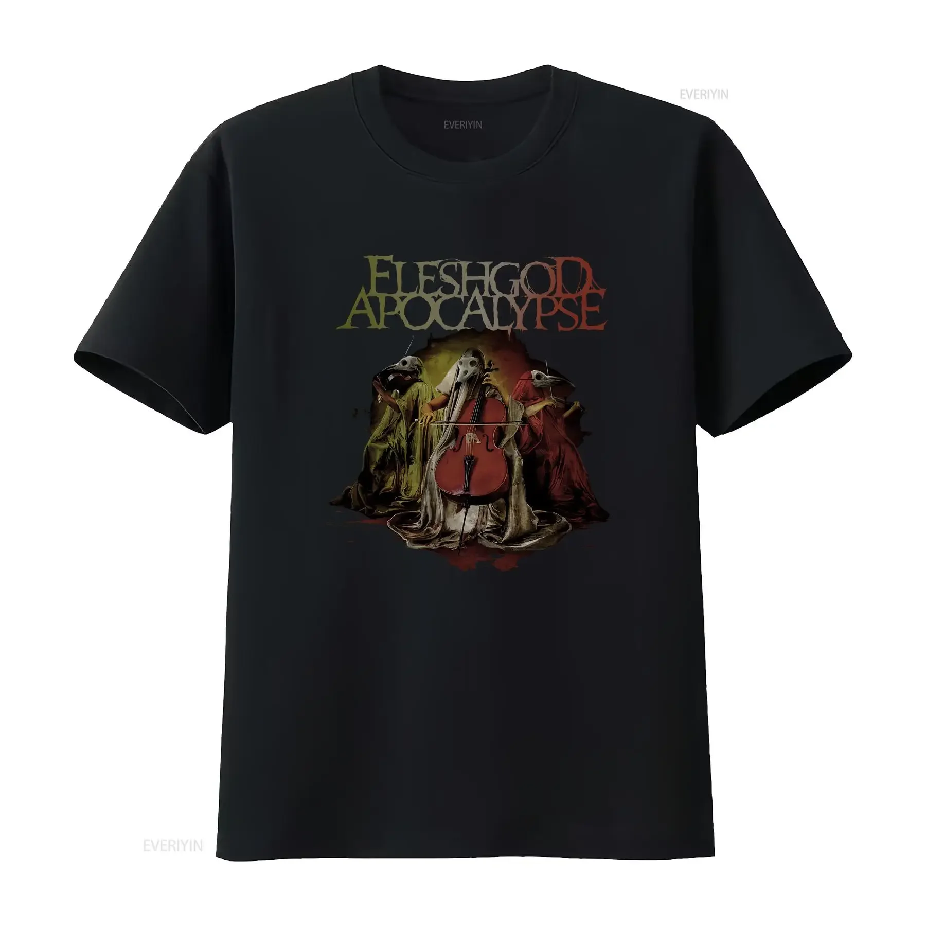 new Trend Fleshgod Apocalypse Black Full Size T Shirt KK1990 vintage Washed Unisex designer clothes homme streetwear Stylish