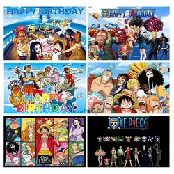 Anime One Piece Photo Backdrop Kids Birthday Party Banner Decoration Baby Shower Vinyl Polyester Photography Background