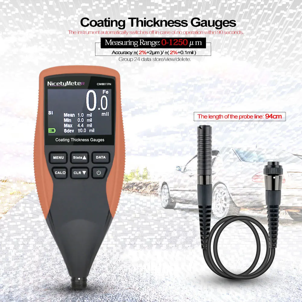 RZ Thickness Gauges Paint Coating Thickness Gauge Tester Handheld Width Measuring Instruments Digital Film Thickness Gauges