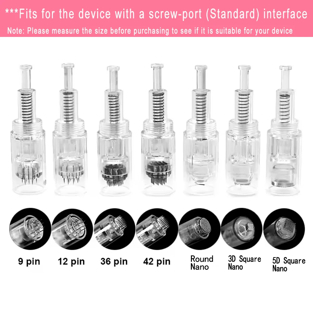 10 قطعة برغي ميناء Micrneedle Dermapen إبرة خرطوشة للعناية بالبشرة المهنية السيارات إبرة صغيرة 9/12/36/42/Round/3D/5D #2