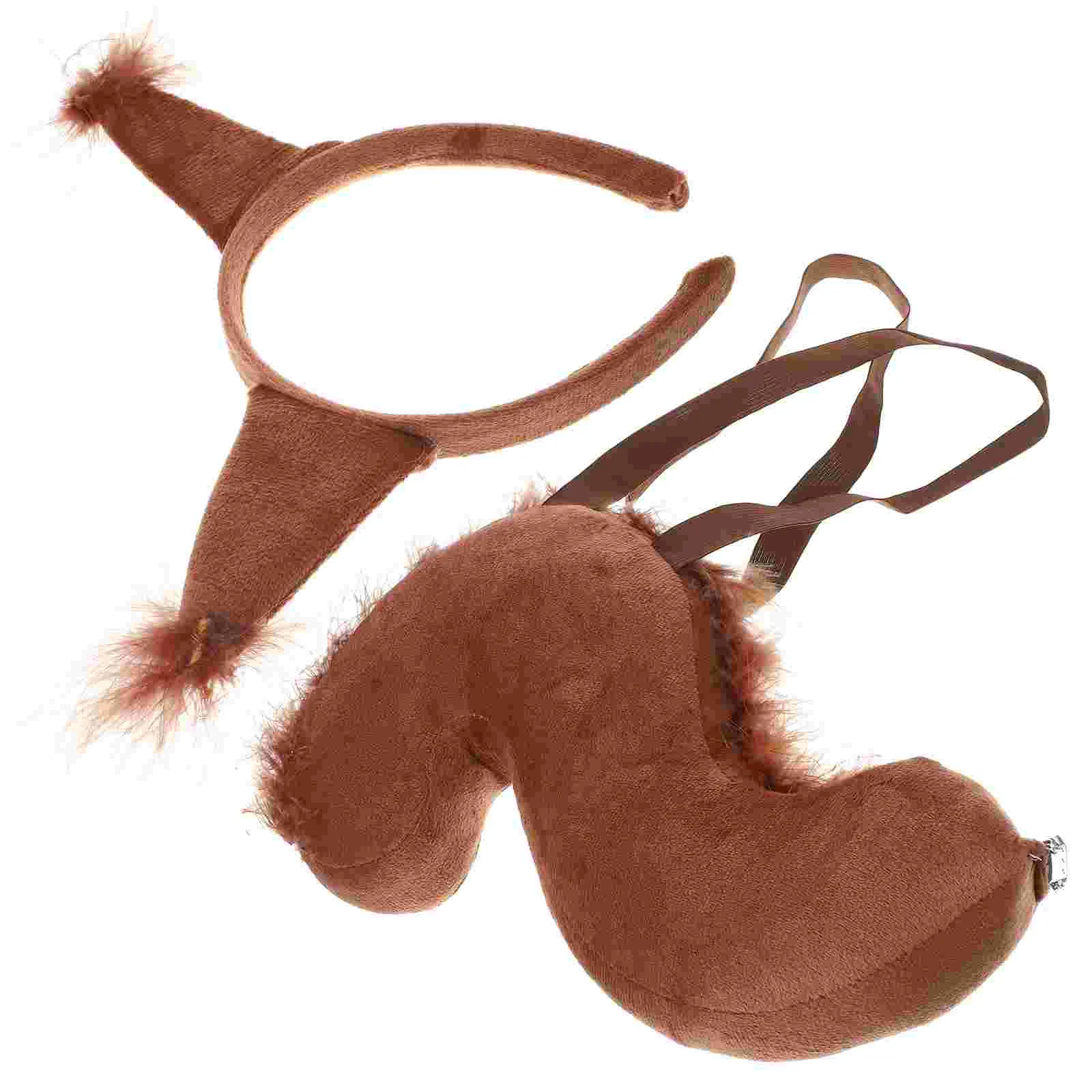 

Cuddly Squirrel Headband Tail Puppy Toys Costume for Kids Props Balm Plush Fabrics Child