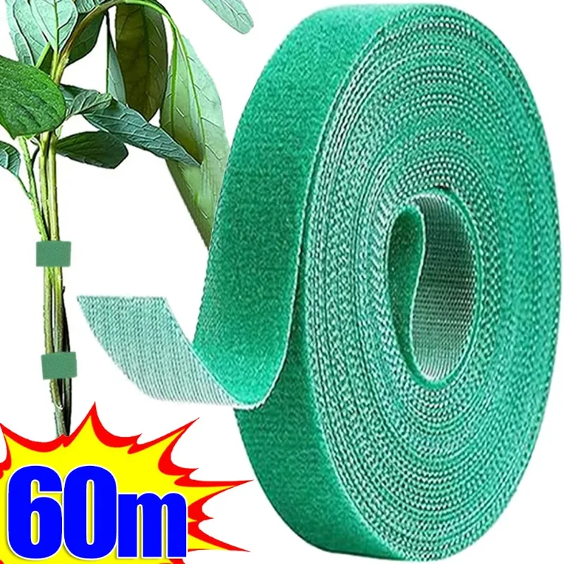 60/2M Nylon Plant Ties Plant Bandage Hook Tie Loop Adjustable Plant Support Reusable Fastener Tape for Home Garden Accessories