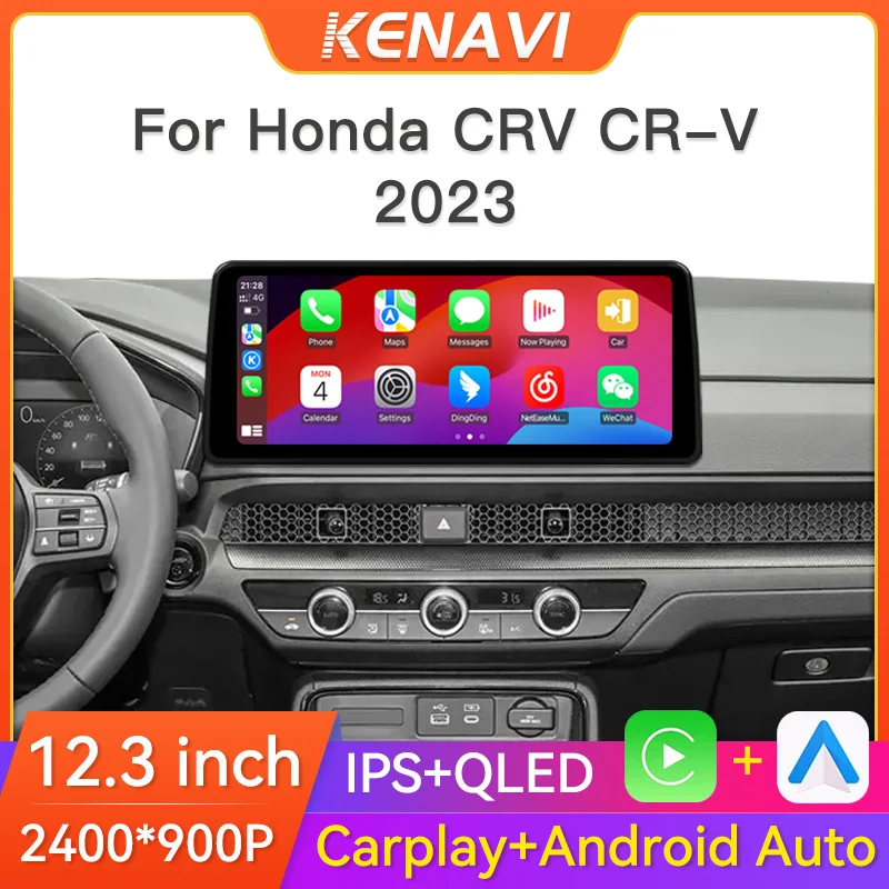 12.3 بوصة 2 Din راديو ستيريو للسيارة يعمل بنظام الأندرويد لهوندا CRV CR-V 2023 مشغل فيديو الوسائط المتعددة الملاحة نظام تحديد المواقع اللاسلكي Carplay وحدة رئيس السيارات لا DVD مع شاشة 2K
