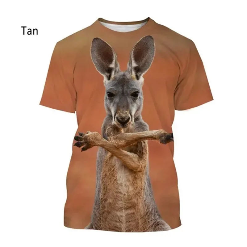 Cute Animal Kangaroo Pattern Tshirt For Men Women 3D Printing Casual Short Sleeve Funny Tee Tops Mens Oversized T Shirts