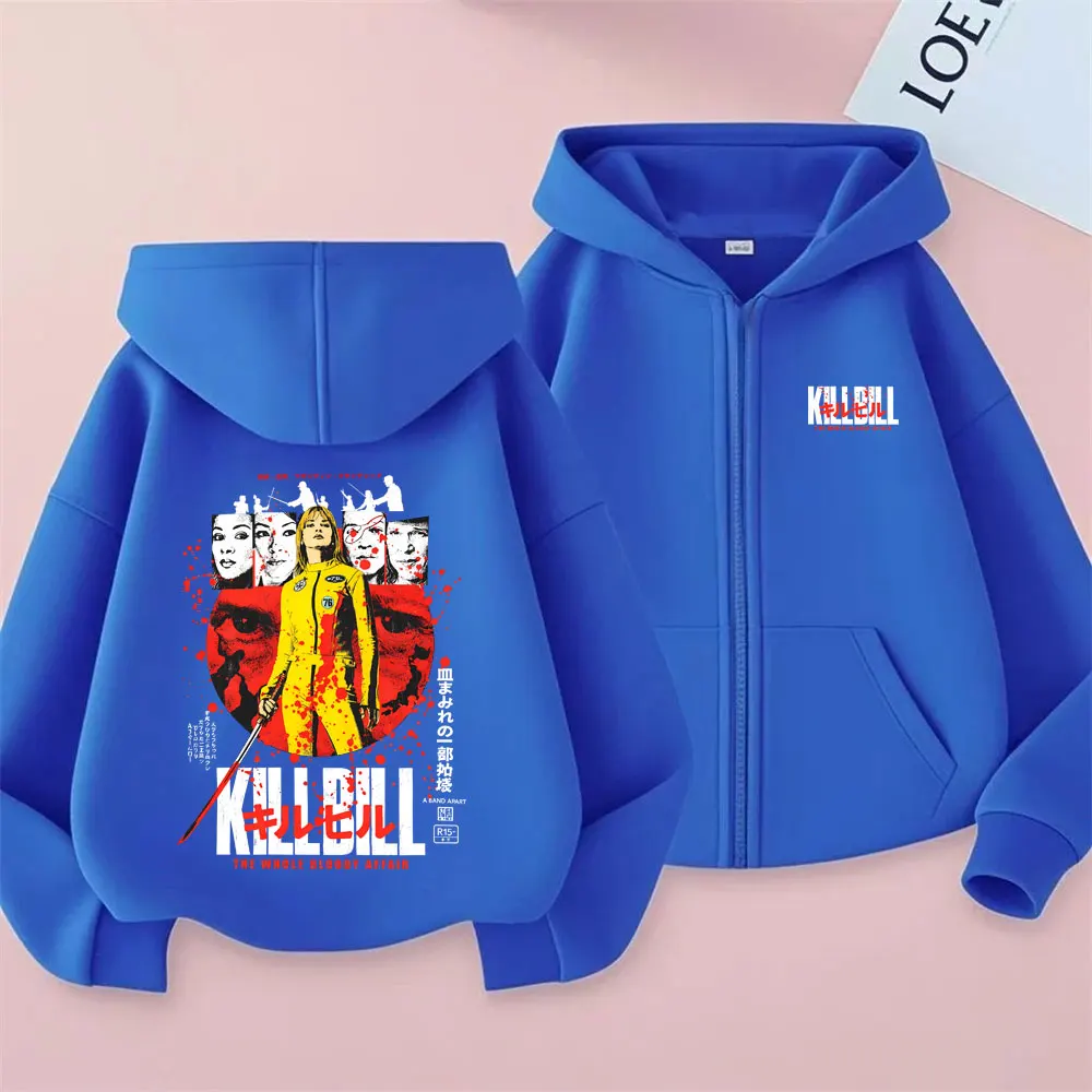 Film Kill Bill Reißverschluss-Hoodie Quentin Tarantino Film Pulp Fiction Zip-Up-Jacke Herren Damen Vintage Oversized Zip-Up-Sweatshirts – Detail 5